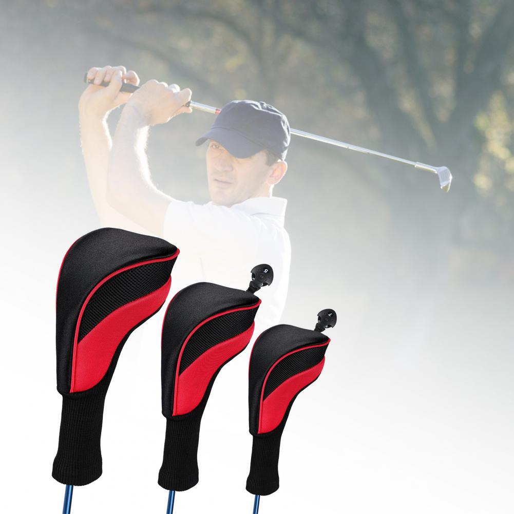 3Pcs Anti-wear Golf Club Cover Cap Cue Protection Sleeve for Outdoor Sports