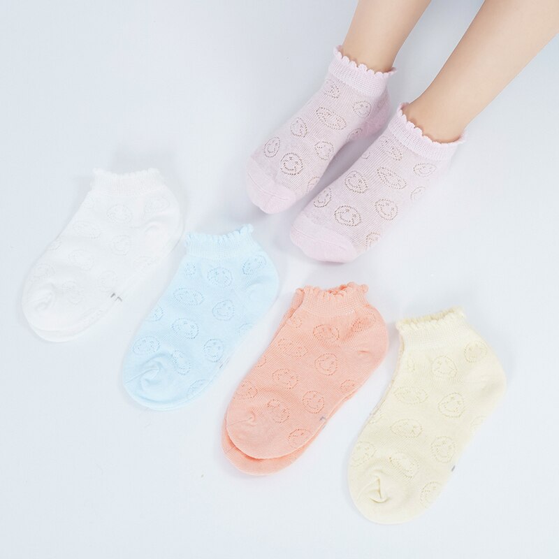 5Pairs Sokken Pack Lente Zomer Leuke Sokken Kinderen Sokken Ademend Mesh Hollow Out Korte Sokken Kinderen Jongens Meisjes Enkel sokken: XF / 2-4T