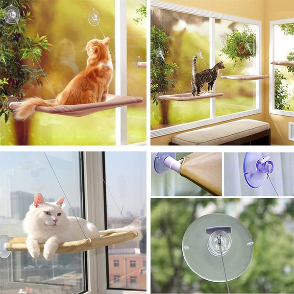 Pet Cat Hammock Bed Warm Window Mounted Soft Hangi... Grandado