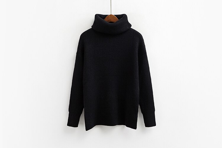 Korean Simple Basic Knitted Sweaters Women Winter Turtleneck Long Sleeve Pullovers Sweater Female Casual Jumper 8 Colors: Black