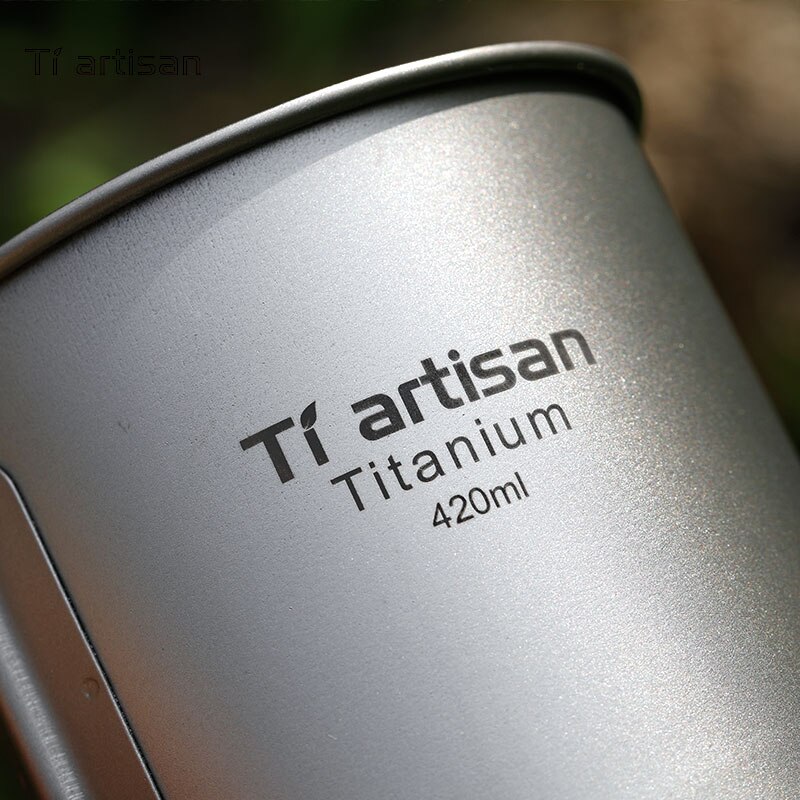Tiartisan ultralätt titanmugg bärbar camping picknick vattenkopp mugg med vikbart handtag 300ml / 350ml / 550ml / 650ml
