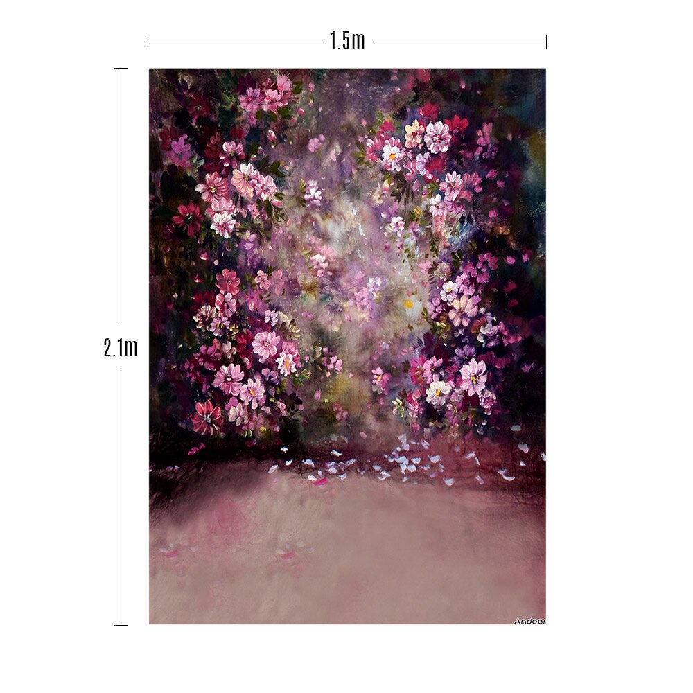 Andoer Photography Backdrop - 1.5x2.1m/5x7ft - Rose/Cherry/White Blooming Flower Wall - Digital Printed Polyester