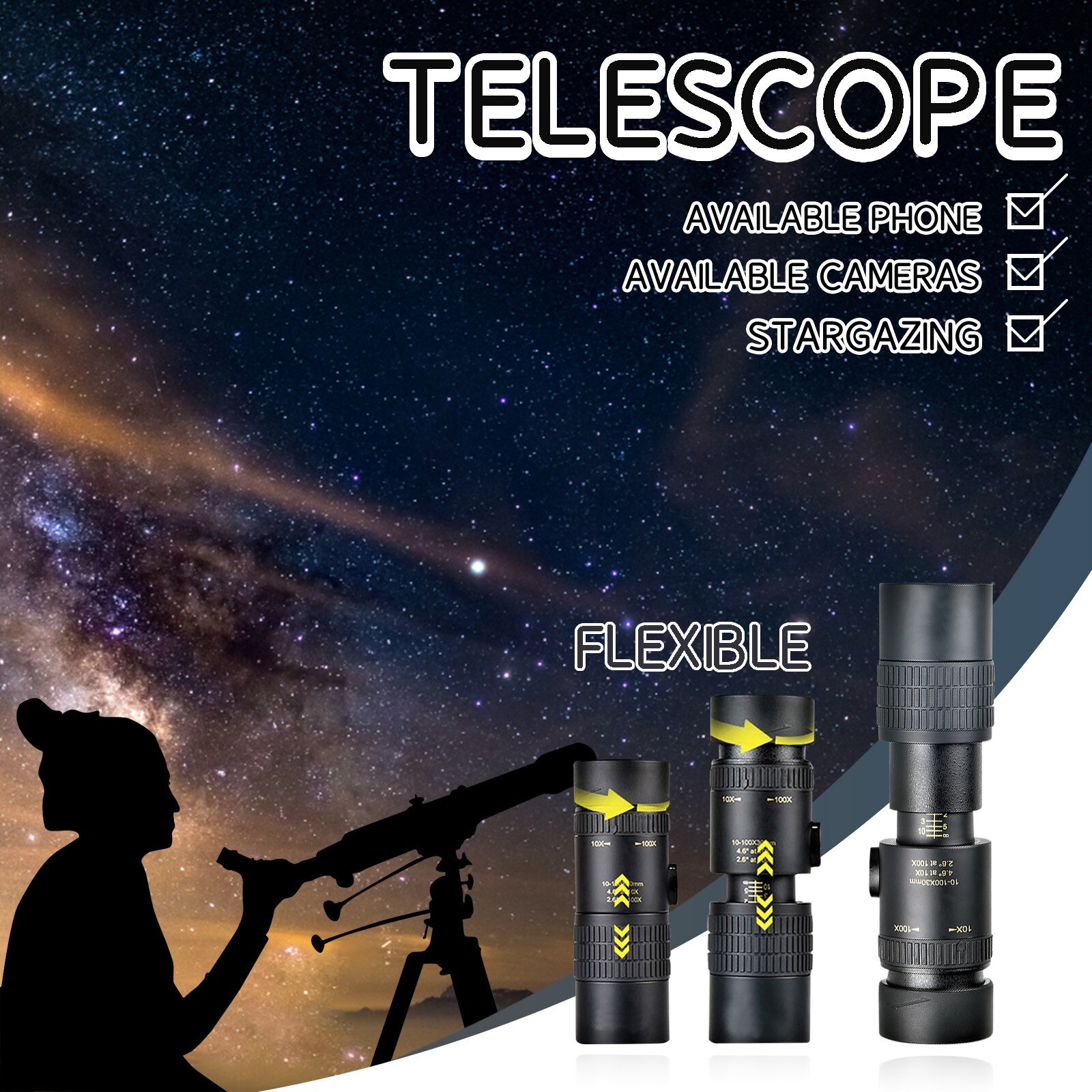 40 # Monoculaire Telescoop Mobiele Telefoon Camera 10-300x40 High-Power Hd Zoom Mini Telescoop Super Tele Zoom Monoculaire Telescoop