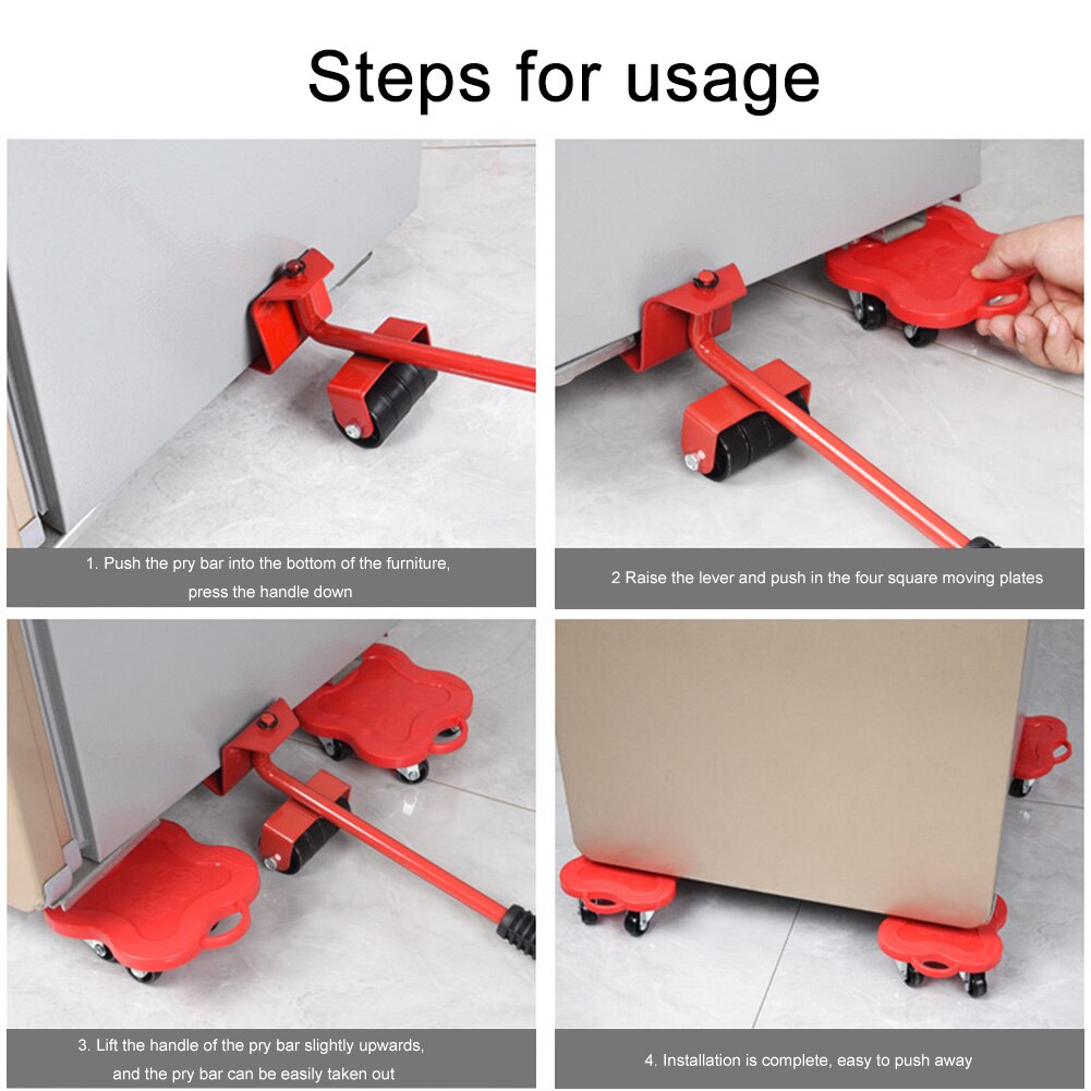 5Pcs Meubilair Mover Gereedschap Meubels Transport Roller Set Removal Lifting Object Mobiele Slides Trolley Lifter Zware Voeders Moving