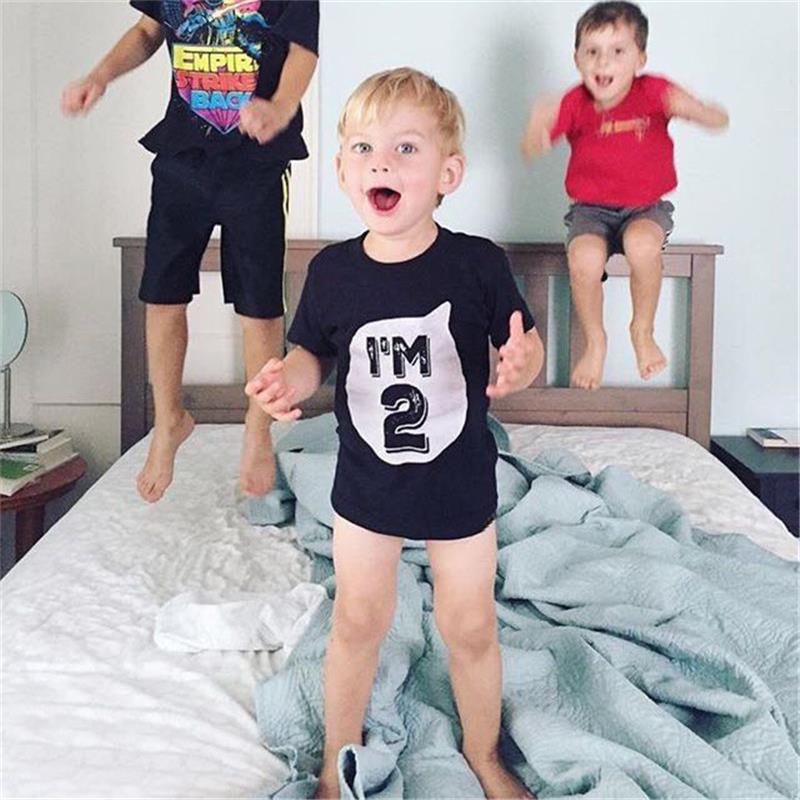 Hvid sort baby blød bomulds-t-shirt børnetøj til piger drenge baby 1st fødselsdagstøj tøj kort tee børnetøj