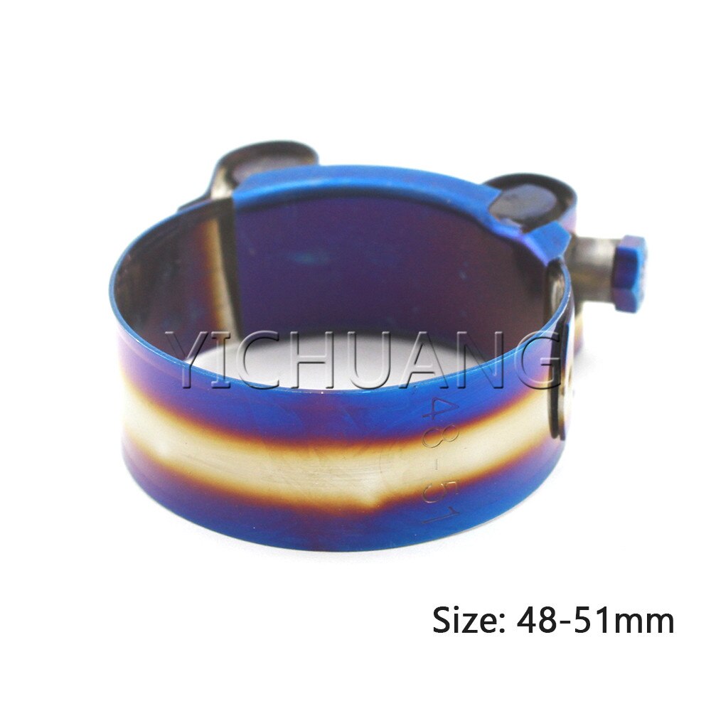 Universal Stainless Steel Hose Clamp Kit Adjustable Titanium Blue T Bolt Clamp 1 inch to 4.45 inch 26mm to 113mm: 48-51mm