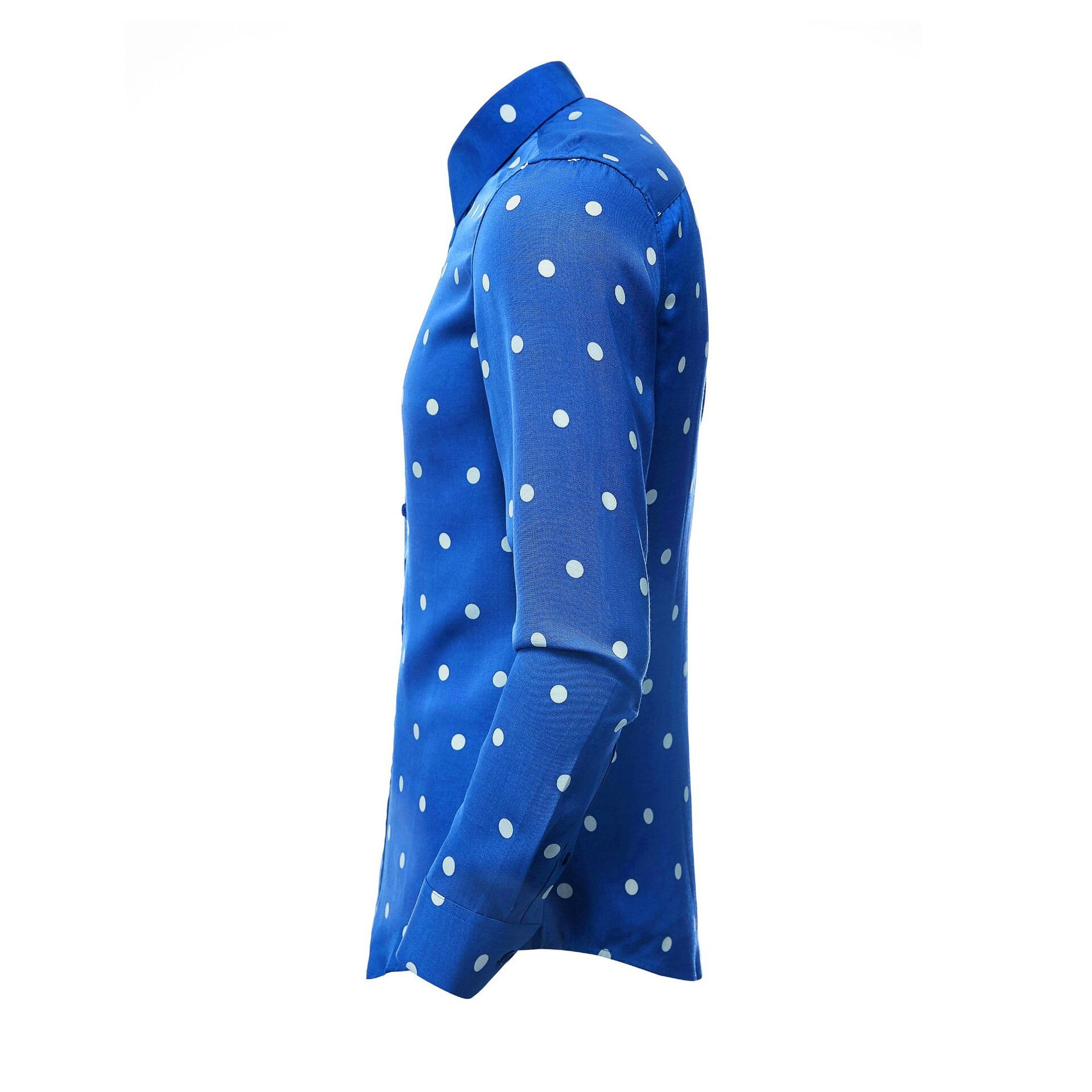 Lyocell-camisas de vestir de manga larga para hombre, camisas ajustadas con estampado de lunares para , talla grande 4xl