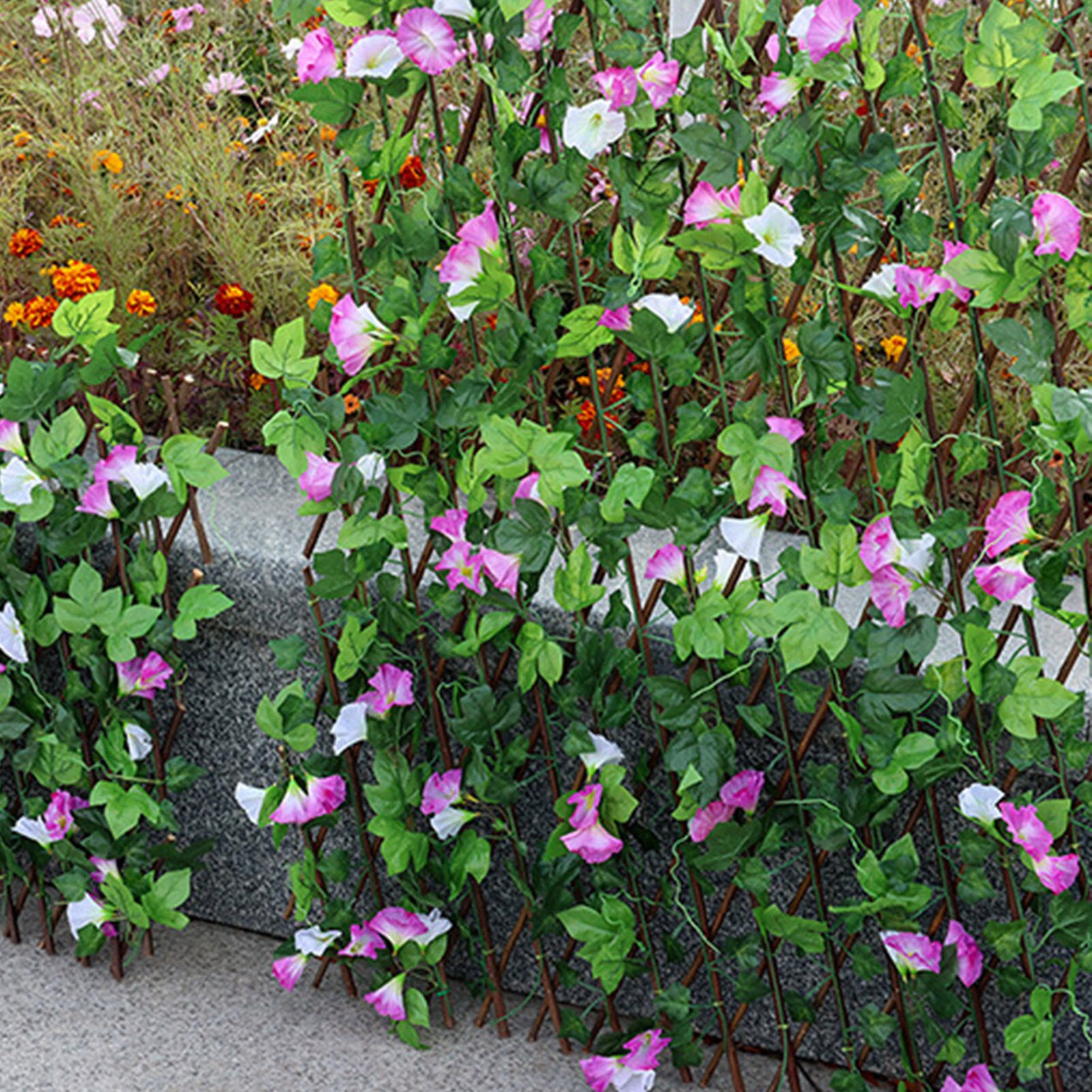 Retractable Artificial Willow Wood Fence With Flowers Protect Privacy Fence Suitable For Wall Decoration Fence Screens