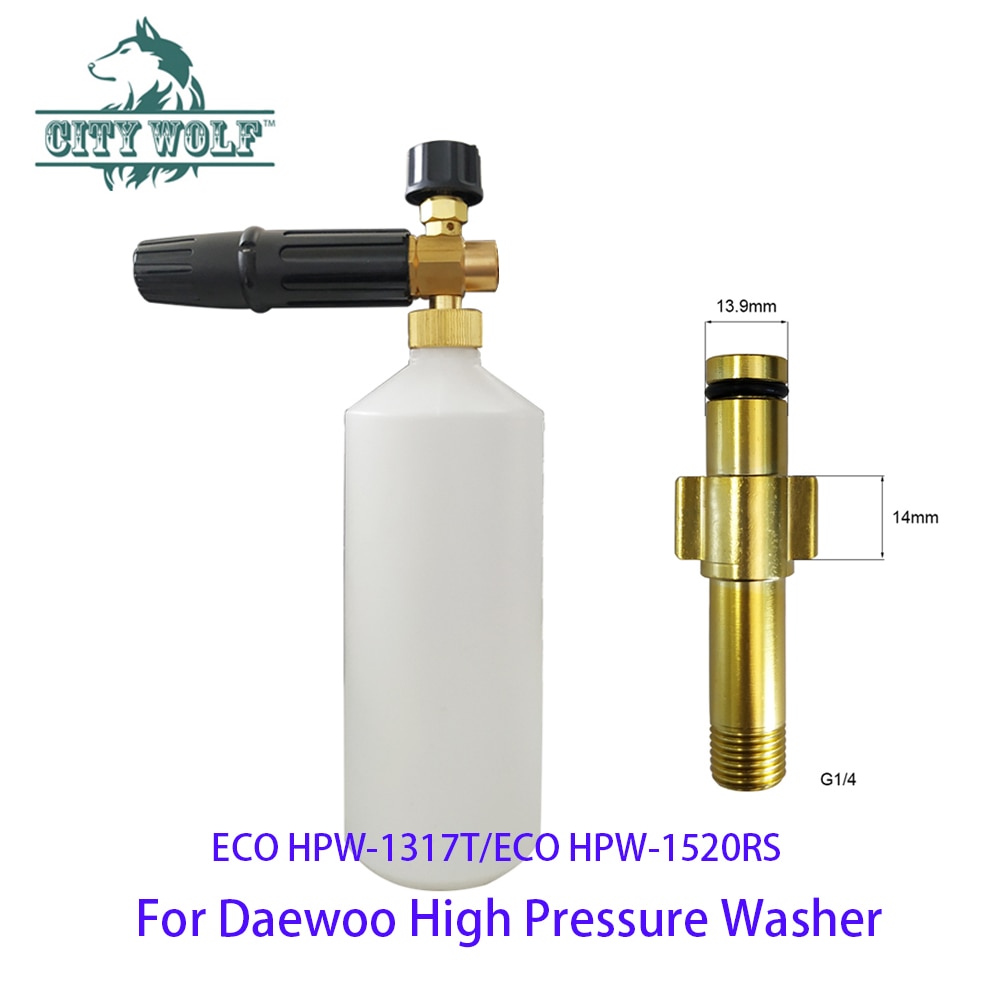 city wolf Foam Nozzle Snow Foam Lance Foam Bottle Sprayer for Daewoo ECO HPW-1317T ECO HPW-1520RS high pressure car washer