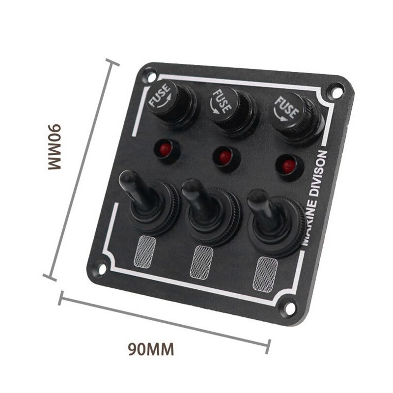 3 Gang Marine Schakelaar Paneel Met Led Licht Dc 12V-24V Fused Op/Off Overbelasting schakelaar Panel Voor Boot Rv