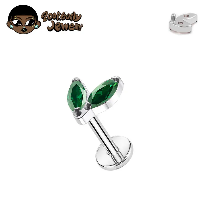 ASTM F136 Piercing de titanio individual pequeño Marquesa CZ rosca interna parte posterior plana Labret Helix Tragus Piercing Labret perforado