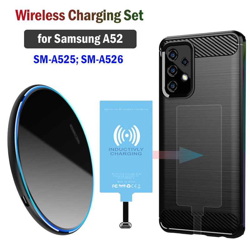 Realiseren Draadloos Opladen Voor Samsung Galaxy A52 4G 5G Qi Draadloze Oplader Met Usb Type-C Opladen ontvanger Case Zetten En Lading