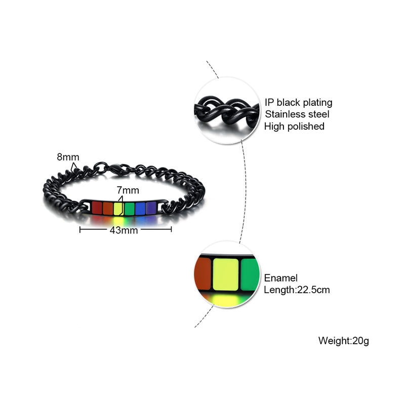 Fxm  lb22 sieraden voor dames verjaardag roos veel hart metaal kleur regenboog titanium staal heren armband
