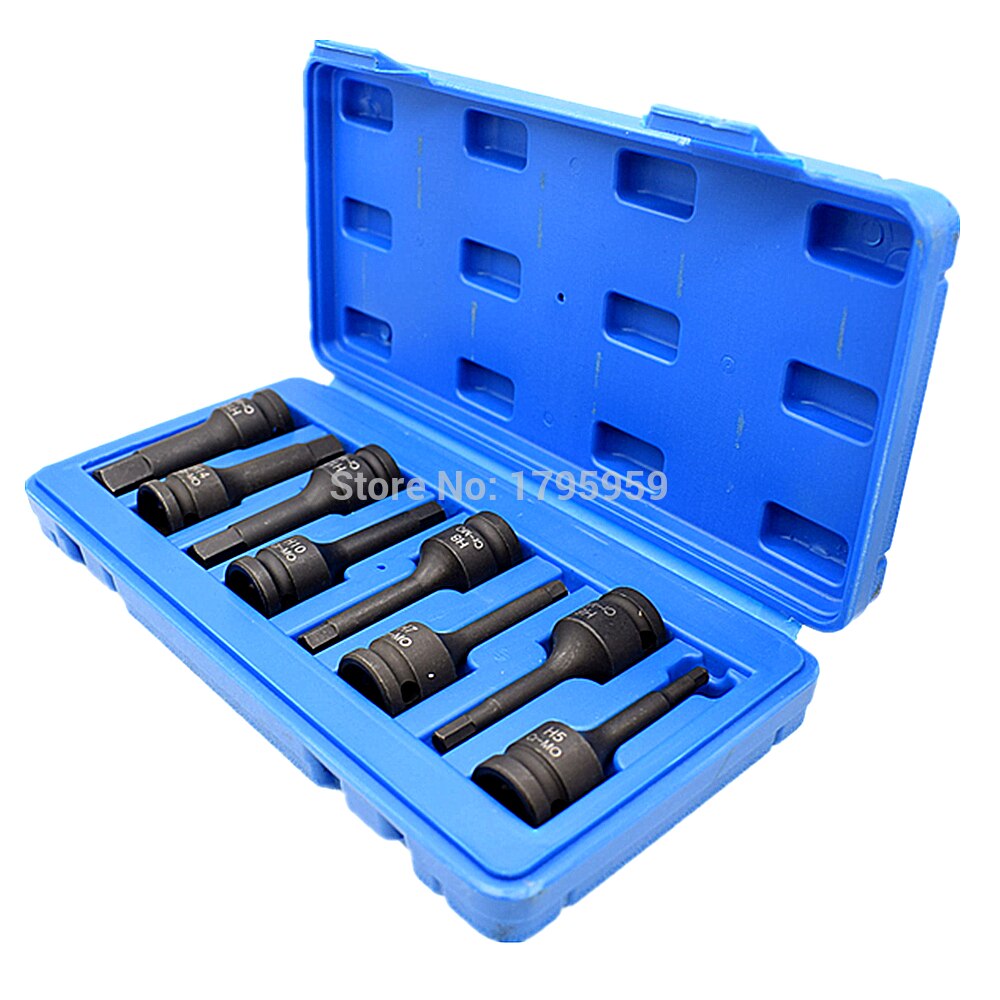 8 Piece 1/2" Square Drive Impact Socket H5 H6 H7 H8 H10 H12 H14 H16(5-16mm) Cr-Mo Metric Allen Bit 78mm Long Hex Key Socket Set