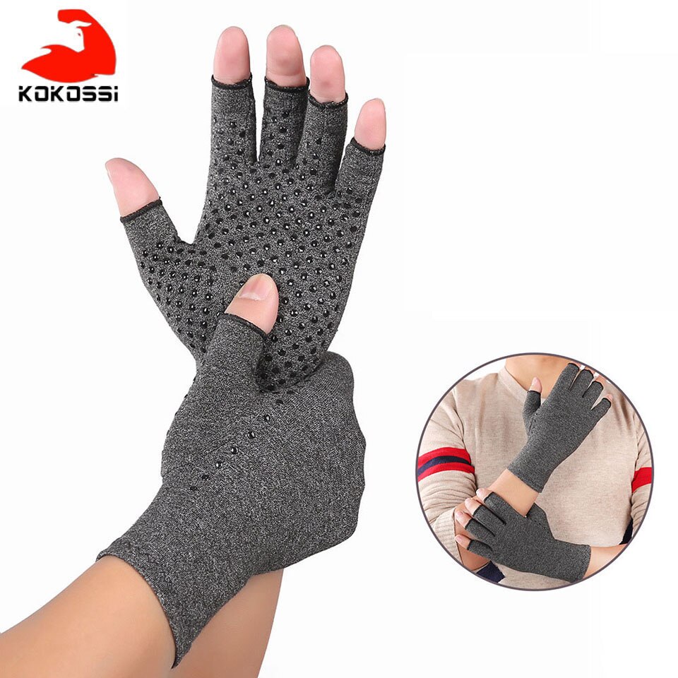 Kokossi 1 par kompression gigt handsker premium gigt led ledsmerter hånd handsker terapi åbne fingre handsker
