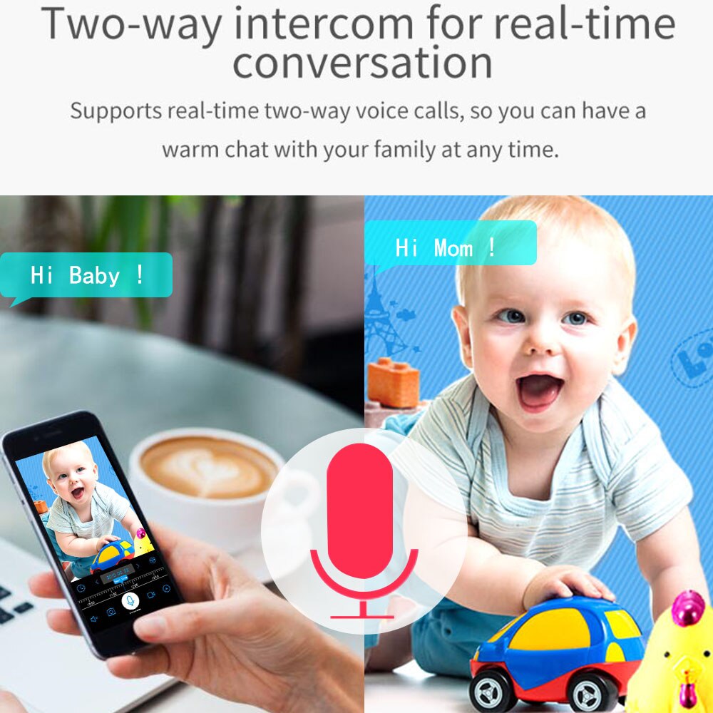 Din skytsengel! wifi babyalarm robot med kamera 1080p hd video baby sovende barnepige cam to vejs.