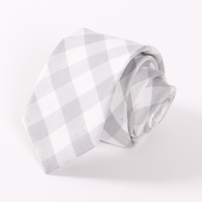 18 kleuren Mode 6.5 CM Breedte Katoen Tie Brand Gestreepte Plaid Stropdassen Voor Mannen Bruidegom Dassen Party Zakelijke Accessoires stropdas: CT017 E light grey
