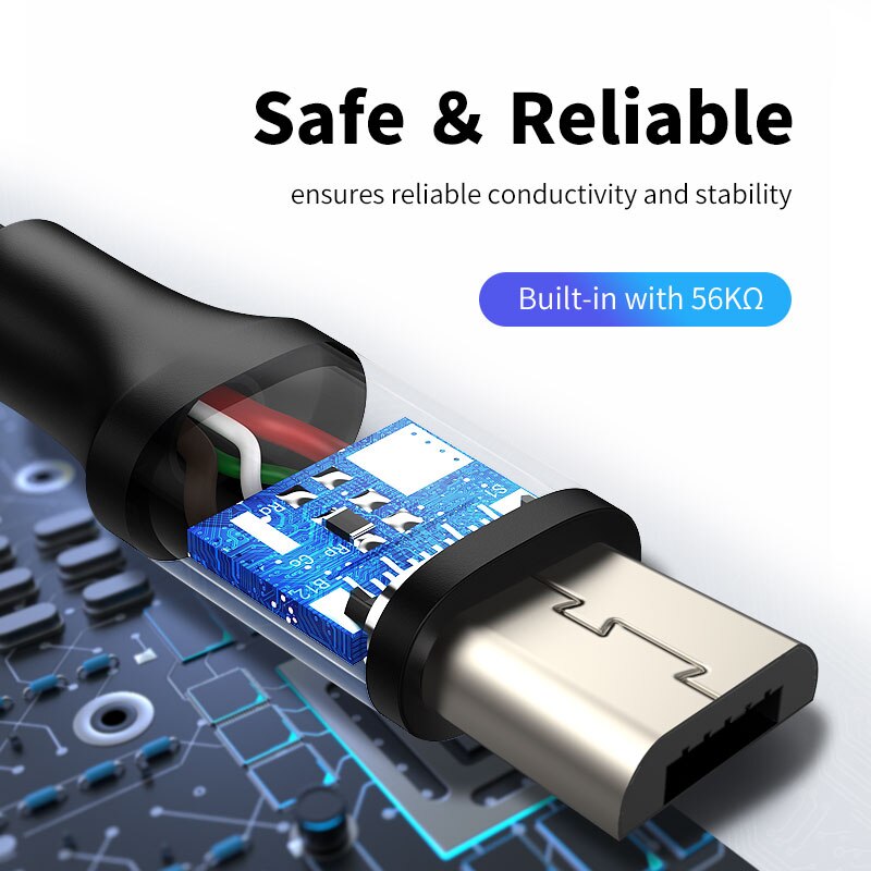 Cabletime micro usb 2.4a mobilkabel usb-kabel för huawei mate 20 10 xiaomi laddningssladd android telefon  c277