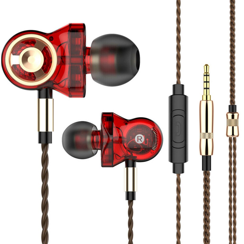 QKZ CK10 In Ear Earphone 6 Dynamic Driver Unit Headsets Stereo Sports With Microphone HIFI Subwoofer Earphones Earbuds: red