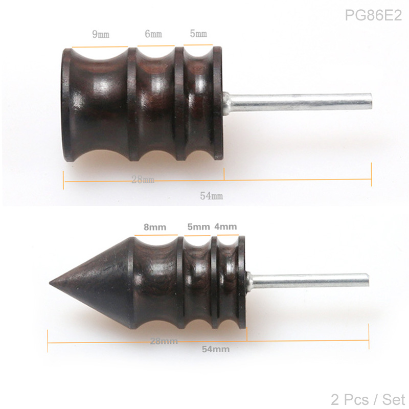 DIY Leather Grinding Tool Electric Polishing Machine Bit Leather Craft Edge Arch Groove Slicker Kit Sandalwood Head Burnisher: Flat Cone two-piece
