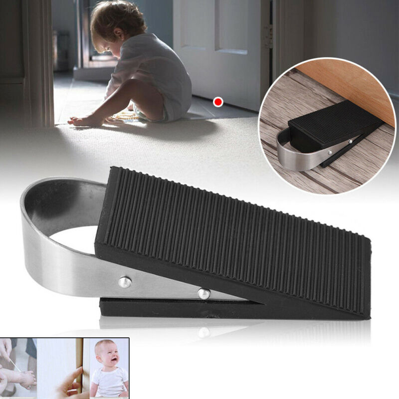 Large Stainless Steel Stoppy Rubber Door Stop Jam Door Wedge & Window Stopper Block Floor Carpet