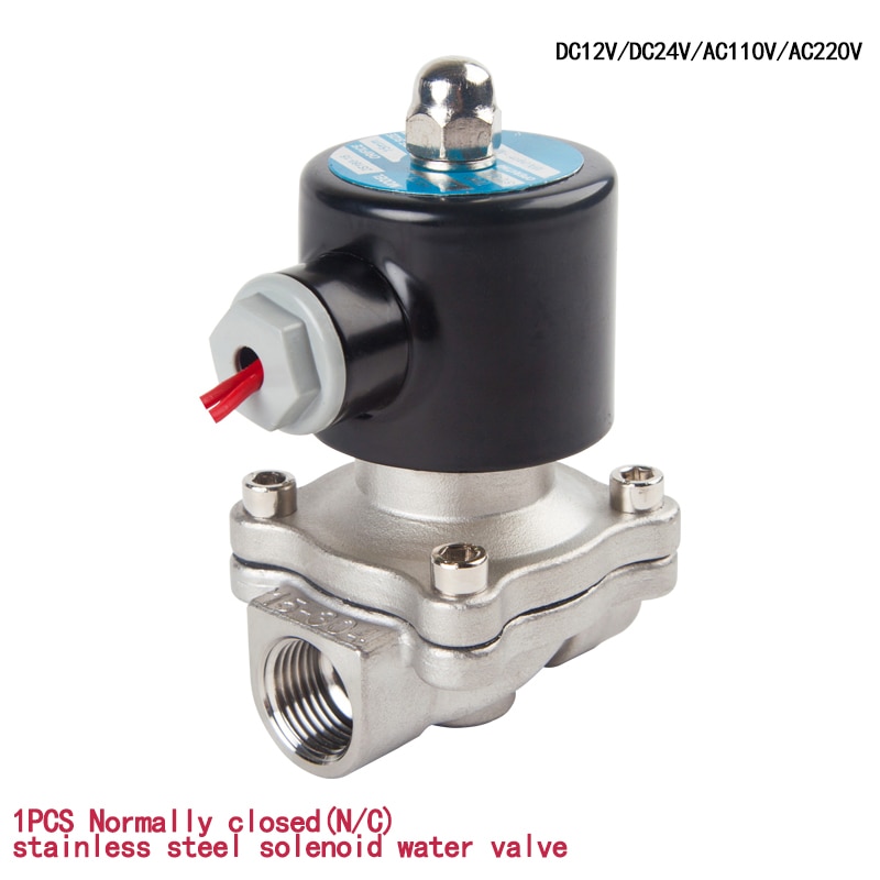 Stainless steel Electric Solenoid Valve 1/4" 3/8" 1/2" 3/4" 1" Normally Closed Pneumatic for Water Oil Air gas 12V/24V/220V/110V