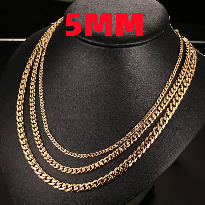 HNSP 3MM-15MM Collana a catena cubana in acciaio inossidabile per uomo Accessori per gioielli da collo maschile