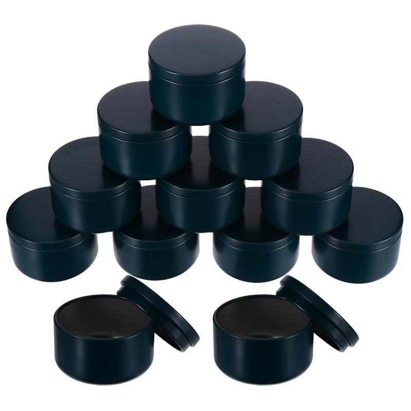 12 pz casa fai da te candela latta rotonda metallo caramelle scatole contenitori di candele candela fai da te tariffa barattoli vuoti con coperchi artigianato d'arte forniture: buio blu