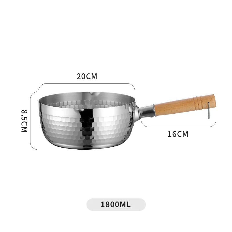 430 Stainless steel pan Japanese Snow Pan Wooden Handle Stew Pots Fry Wok Saucepan Milk Pot Kitchen Utensils Practical Cookware: Yellow