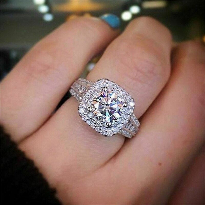 14k hvidguld diamantring til kvinder firkantet anillos bizuteria bryllupstaske diamant ædelsten hvid topas fine smykker ring pige: 6