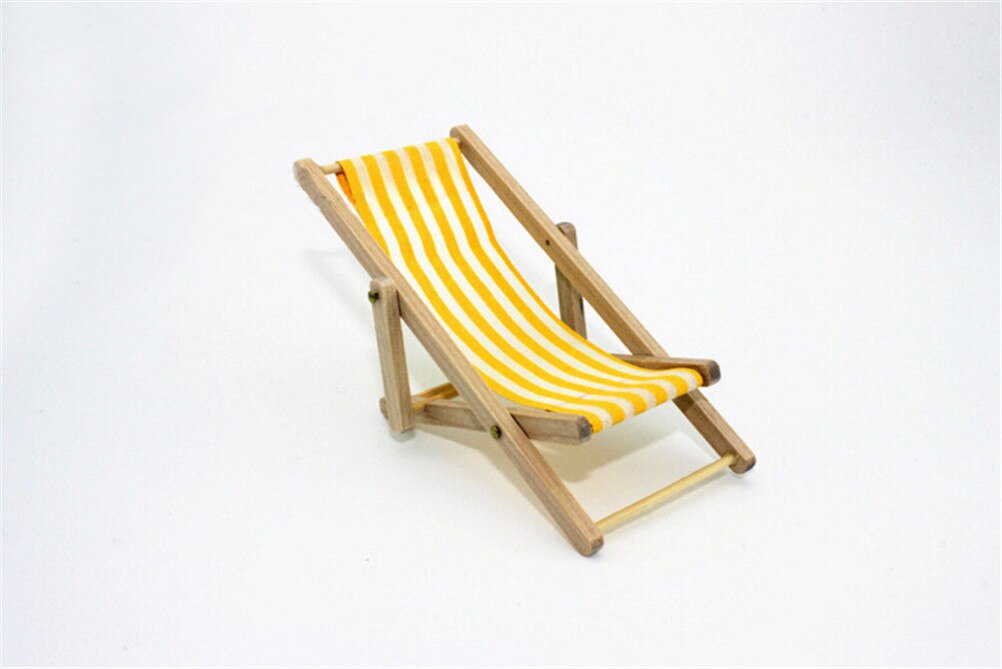 Silla plegable de madera a escala 1:12, casa de muñecas de playa para tumbona,: YL