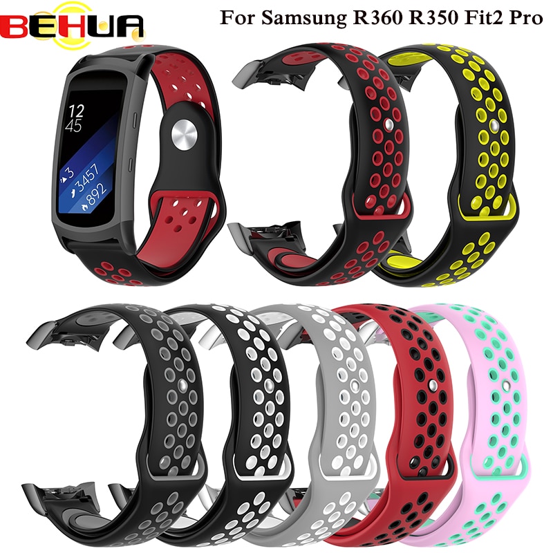 Double Color Silicone Strap For Samsung Gear Fit 2 Fit2 Pro SM-R360 SM R350 Sport Band Replacement Bracelet Watchband Wristband