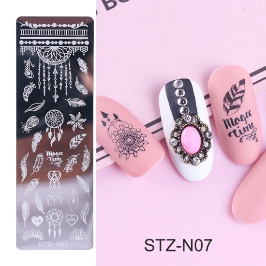 1 stücke Nagel Kunst Vorlagen Weihnachten Entwürfe Stanzen Platten Schneeflocken Hirsch Schablonen Ballon Bild Platten Nagellack Werkzeuge SASTZ-N/ WERDEN: STZ-N07
