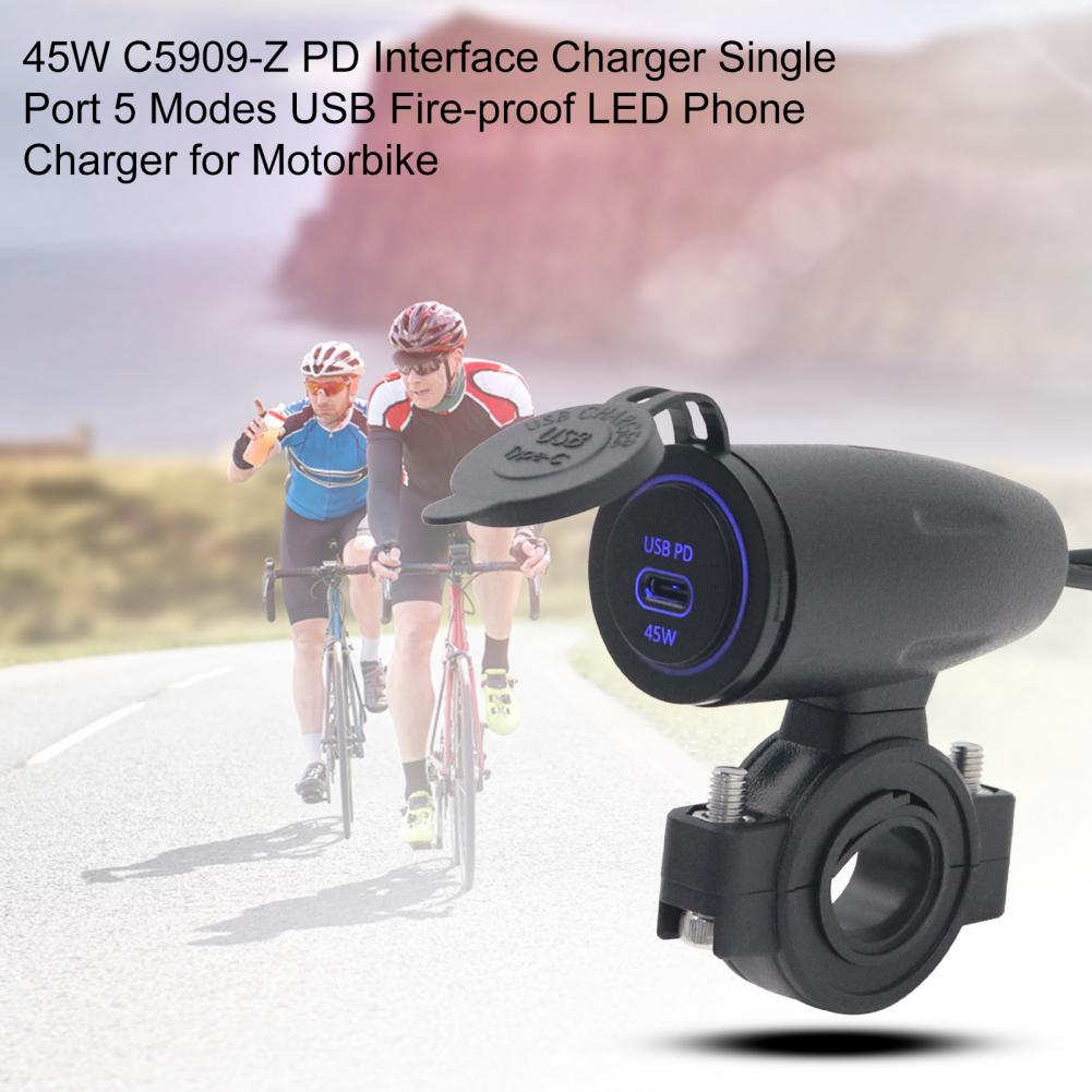Stabiele 45W Draagbare 5 Modes Single Port Telefoon Oplader Waterdichte Motor Telefoon Oplader Enkele Poort Voor Fiets