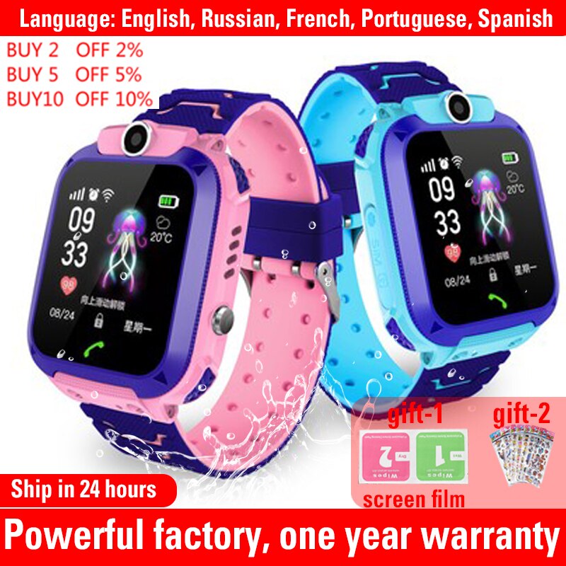 Q12 Kids Smart Horloge Waterdicht IP67 Sos Antil-Verloren Telefoon Horloge Baby 2G Sim-kaart Oproep Locatie Tracker kind Smartwatch Pk Q15