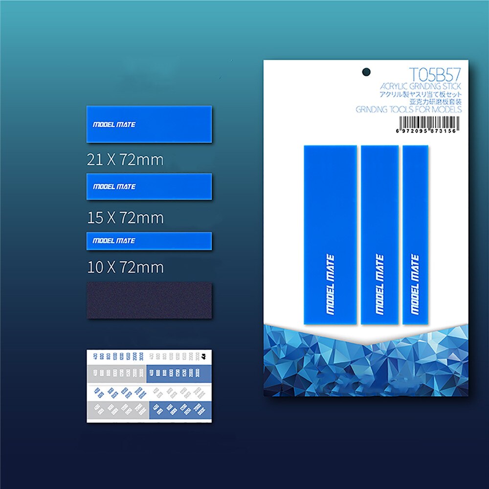 3pcs Acrylic Grinding Stick Polishing Sanding Sticks Set DIY Model Tools for Gundam Accessories Parts: Blue