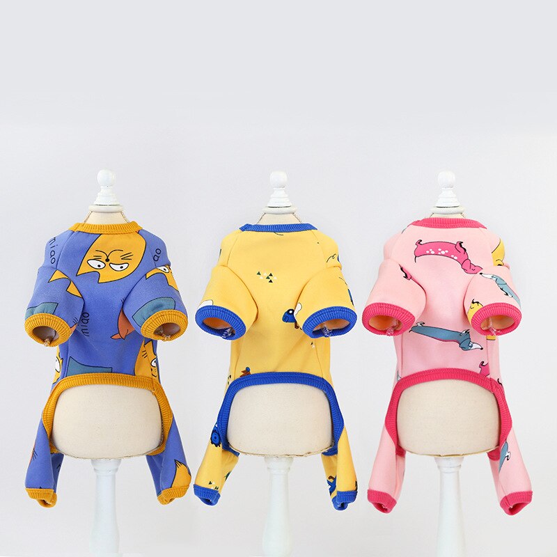 Pyjama d'hiver en coton pour animaux de compagnie, combinaison pour petit chien, chat, imprimé mignon, chiot, Chihuahua, vêtements yorkshire, survêtement, Costume 20A