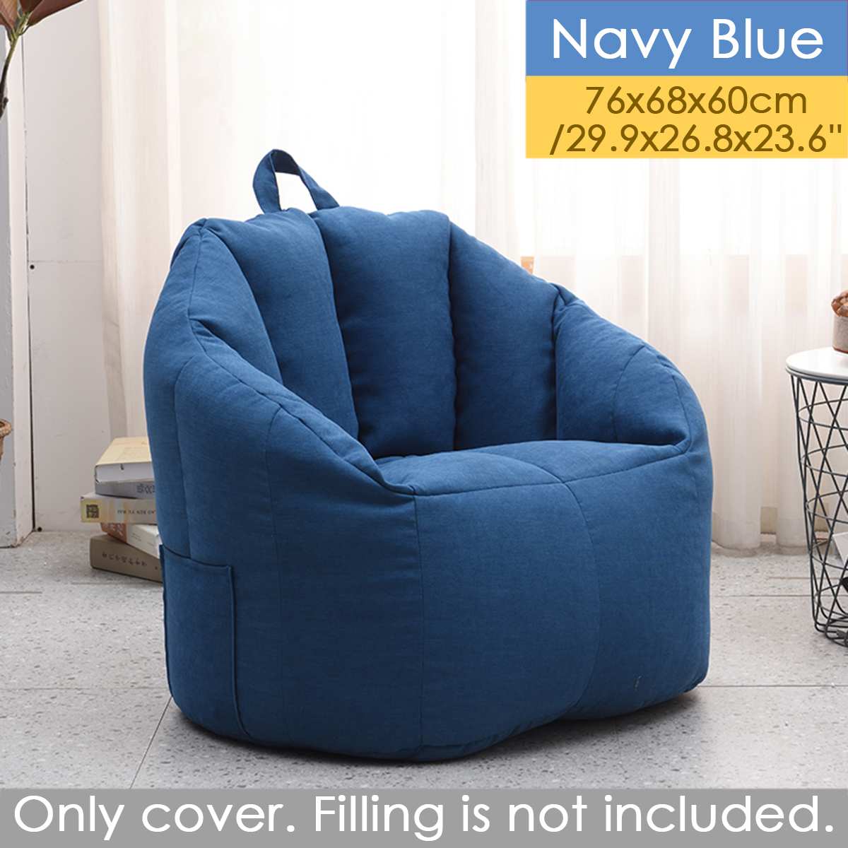 Slik farve sækkestol sofadæksel uden fyldstof liggestol sofa stol osmannisk sæde stue møbler sækkestol puff puff sofa: Blå