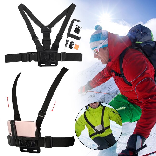 Bærbar universell 6-8.5cm bredde mobiltelefonholder + justerbar klips brystbelte stropp mobiltelefon til iphone til samsung