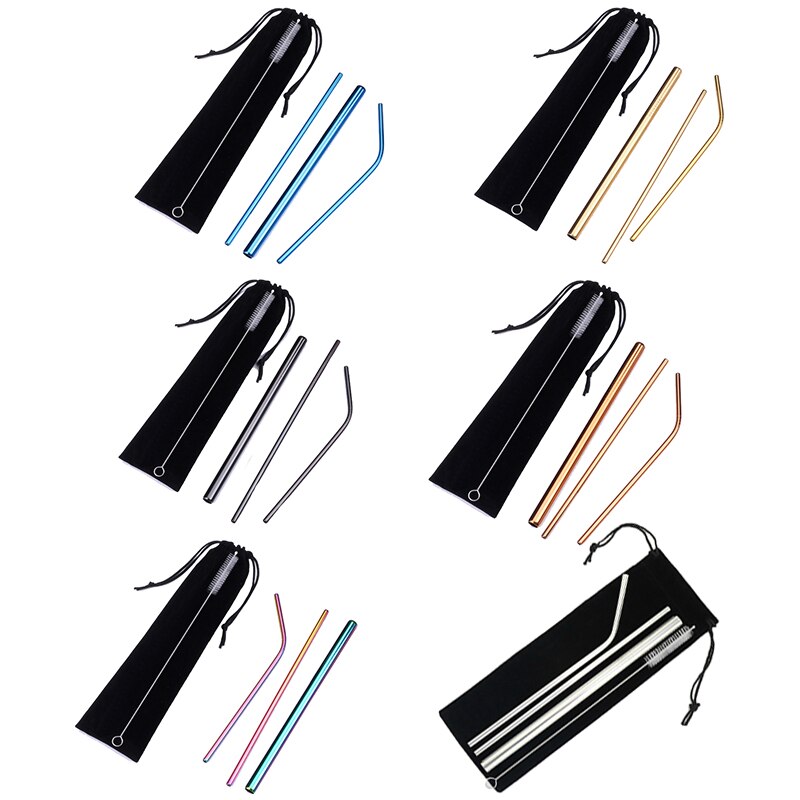 Portable Telescopic Drinking Straw Set 304 Stainless Steel Metal Straw Reusable Travel Keychain Straw With Case Bottle Opener #1