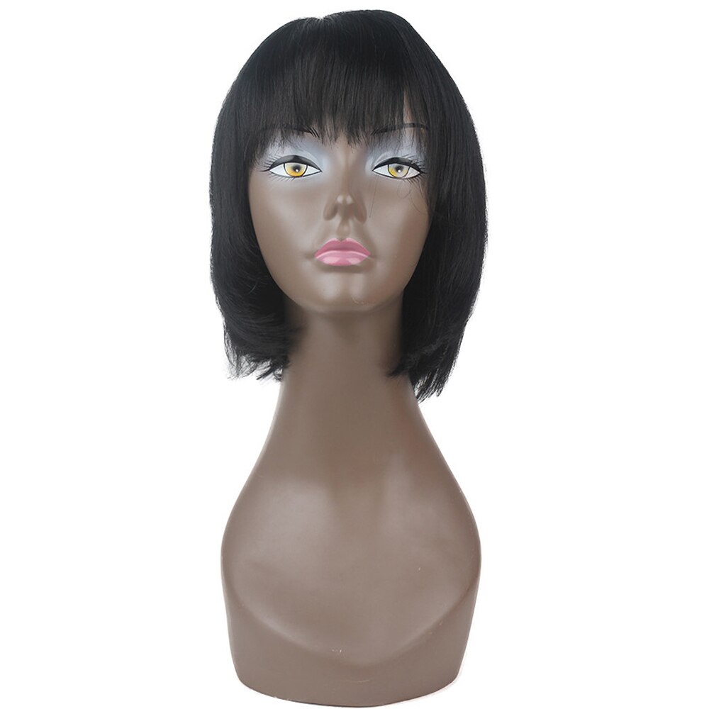 X-TRESS de alta temperatura fibra ombre peruca na moda para mulheres perucas de cabelo sintético bob curto com franja lateral longa: #1B