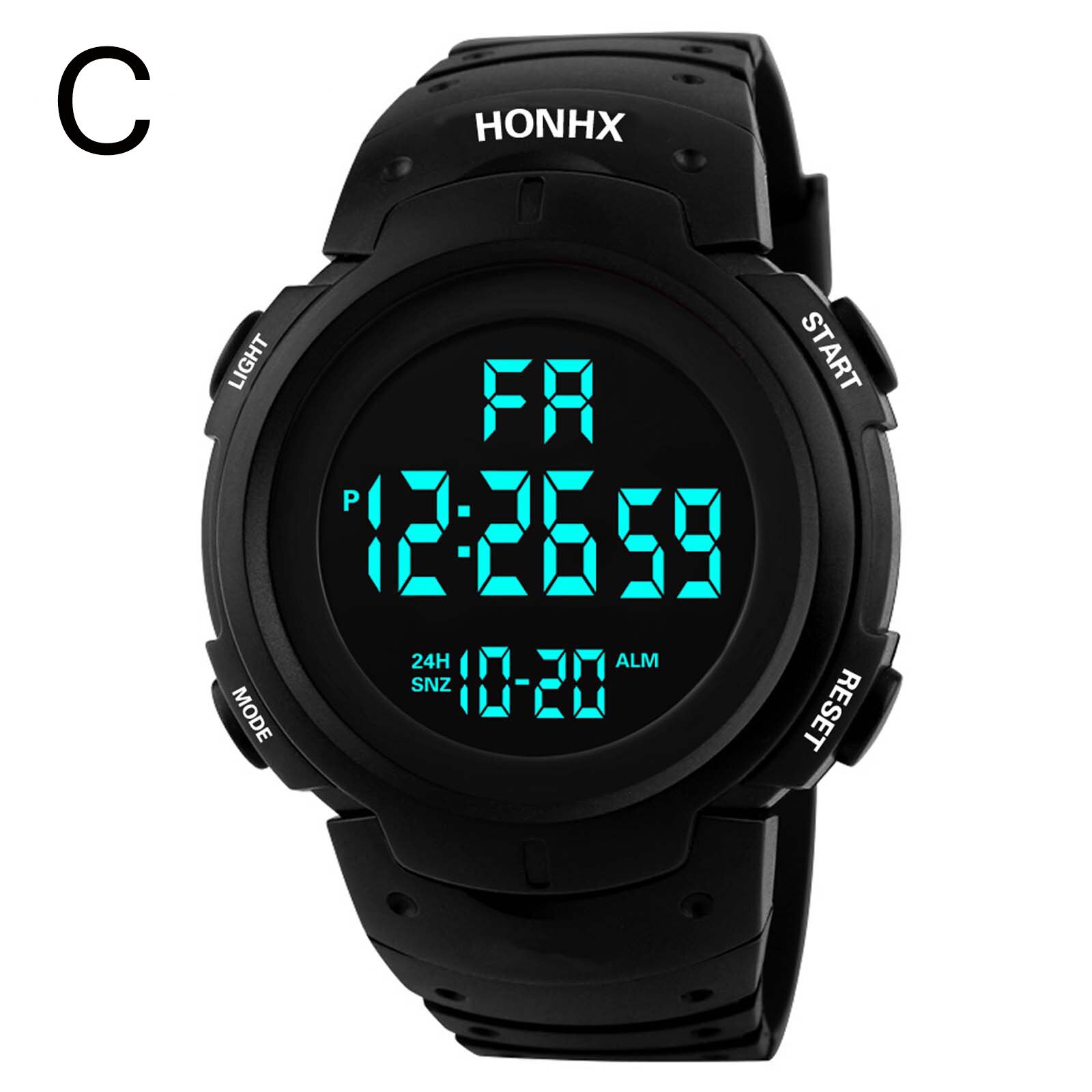 Sports Watches 50M Waterproof LED Digital Watch for Men Resin Dial PU Strap Clock Relogio Masculino Digital Watch: C
