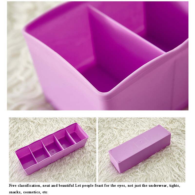 Storage Box 5 Grids Multi-function Storage Basket Wardrobe for Tie Bra Socks Underwear Plastic Container