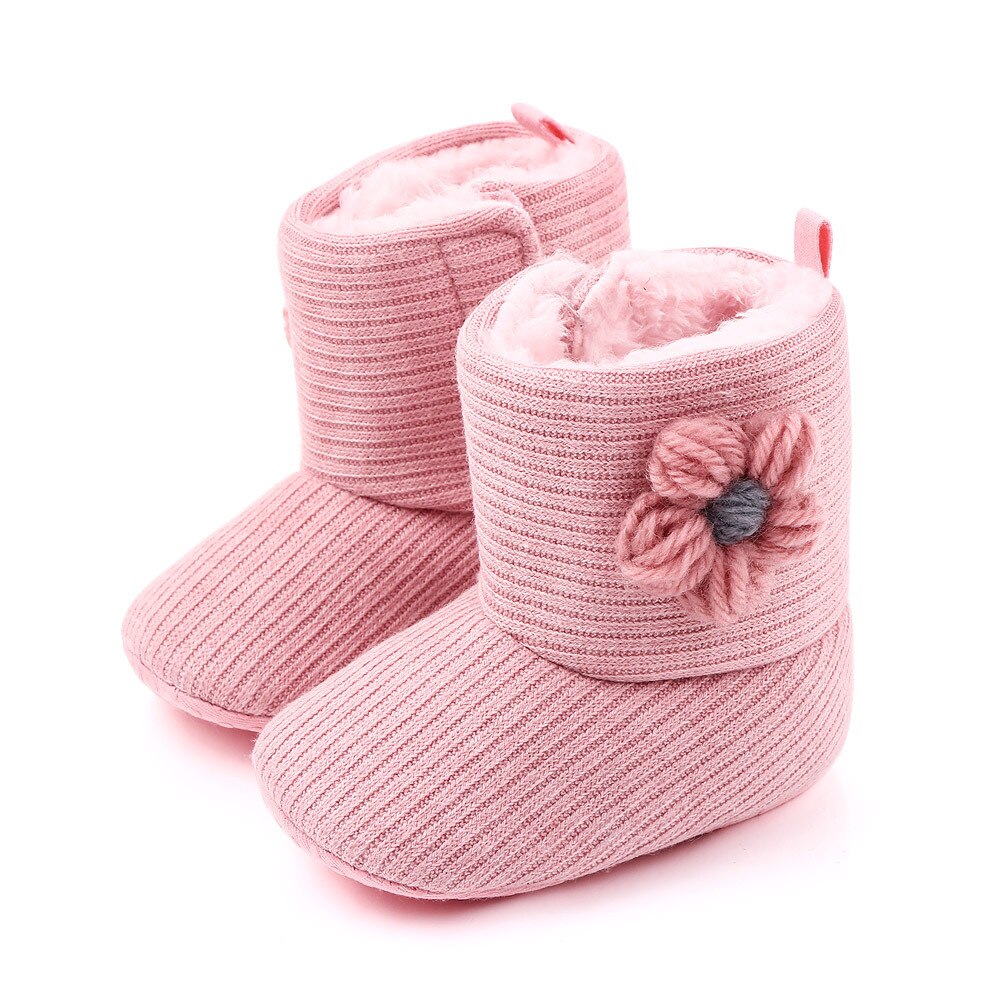 TongYouYuan invierno con piel pequeñas flores botas de nieve para niños tejer cuna bebé niños niñas Super mantener botas para niños pequeños: Pink / 3