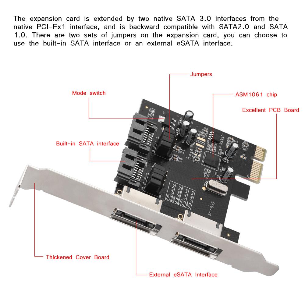 PCI zu 4-Hafen Sata/ ESATA 3,0 Steigleitung Karte ASM1061 SATA 3,0 PCI zu Esata/ Sata