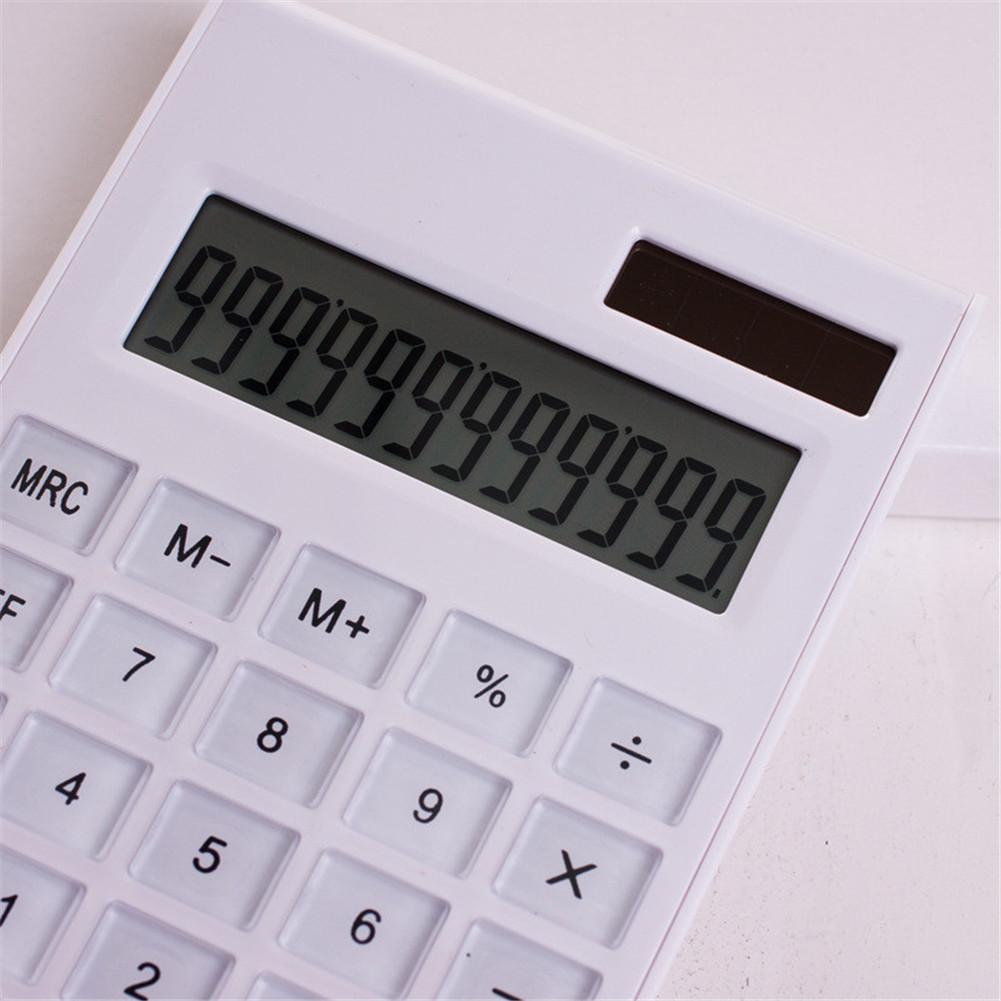 12 Digits Large Display Desktop Calculator Solar And Battery Dual Power Crystal Button Calculator for Office Electronics Supply