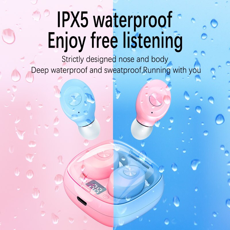 True Wireless Earbuds In-ear Bluetooth 5.0 Earphones Noise Canceling Handsfree Sports Headphones IPX5 Waterproof with Microphone