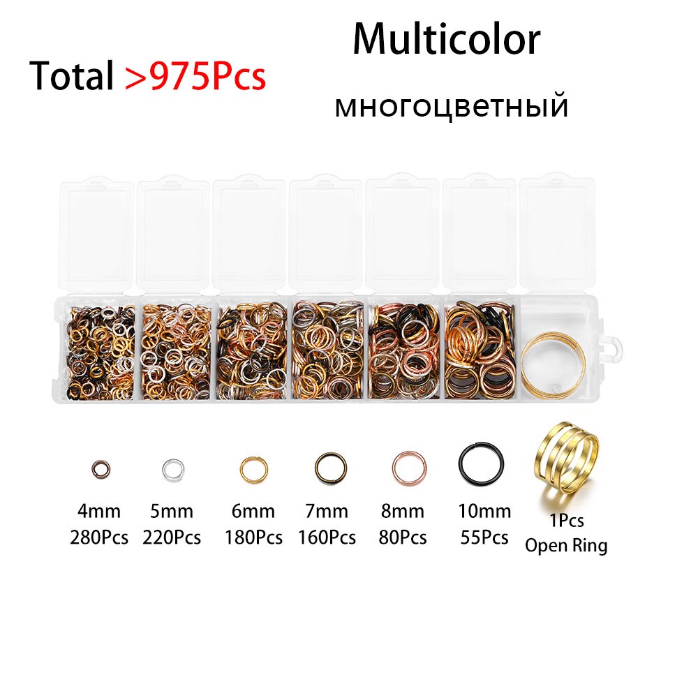 975 Pz/set 4 5 6 7 8 millimetri Anello di Salto Aperto Anello Aperto Connettori FAI DA TE Per La Collana Della Catena Monili Che Fanno set di Trovare Accessori kit: Multicolor