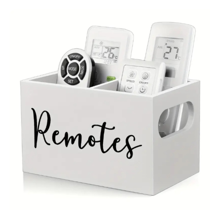 Caja de madera para almacenamiento de Control remoto, caja de almacenamiento de partición de madera, cesta de clasificación de escritorio para sala de estar, caja decorativa de almacenamiento: Azul