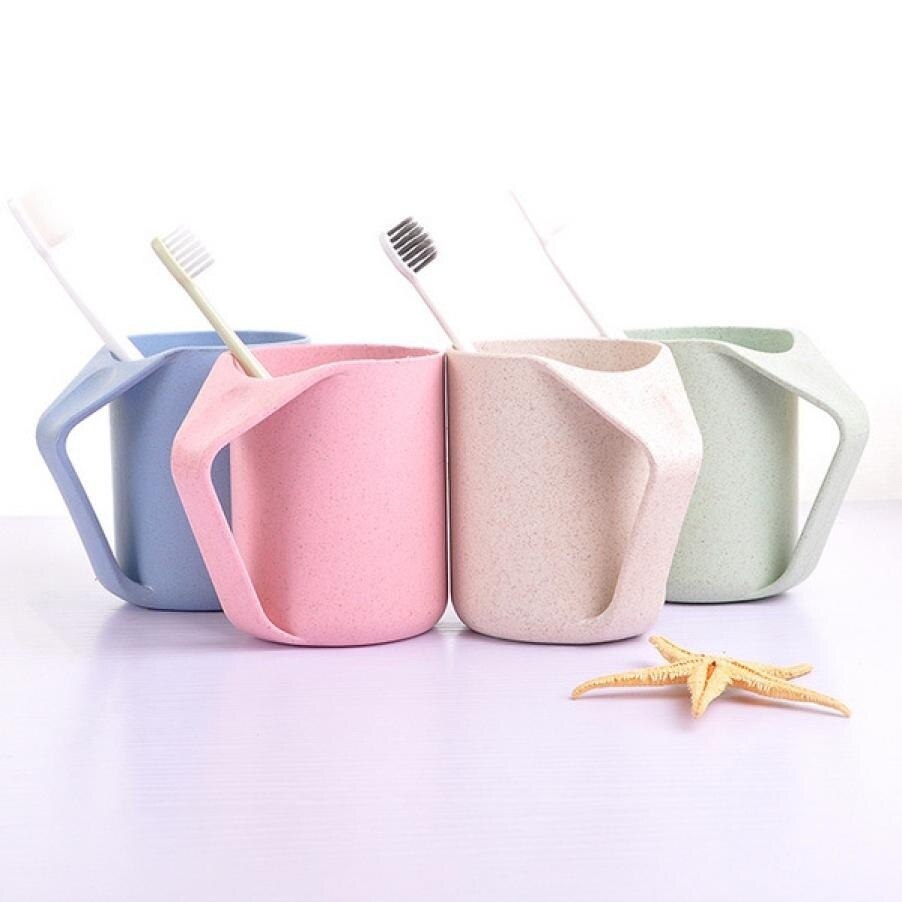 Creatieve Borstel Tanden Cups Tarwe Stro Spoelen Paar Tandenborstel Beker Tanden Cupcass Wassen Cup BBC-129